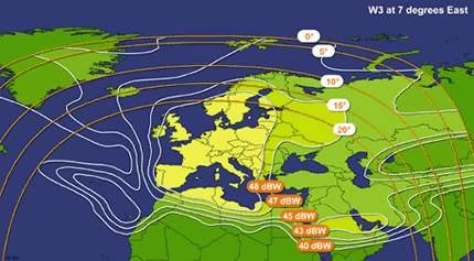 W3 at 7 degrees East map